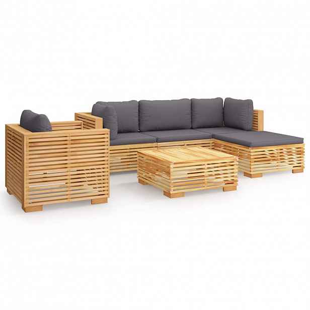vidaXL 6dílná zahradní sedací souprava s poduškami masivní teak