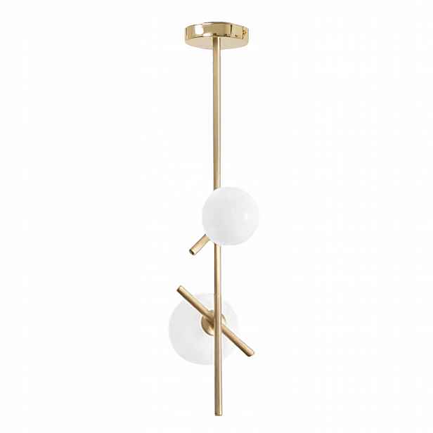 Zlatá závěsná stropní lampa s bílými koulemi, elegantní lustr