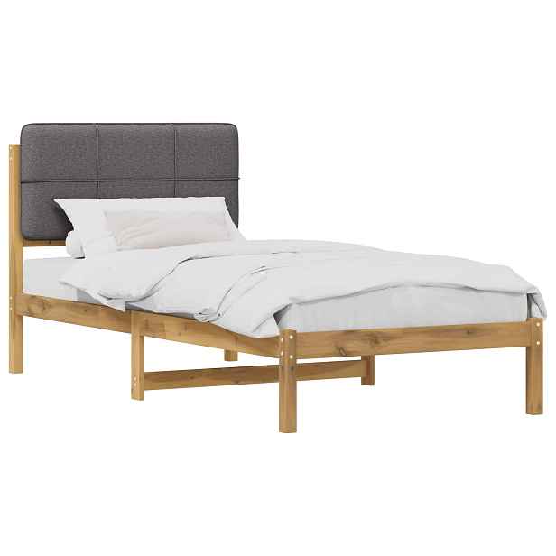 vidaXL Rám postele s čalouněným čelem Bělená a světle šedá 80 x 200 cm