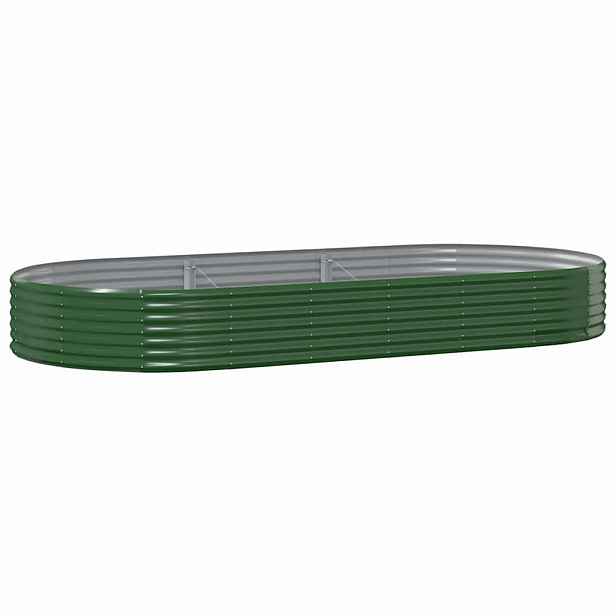 vidaXL Vyvýšený záhon pozinkovaná ocel 296x140x36 cm zelený