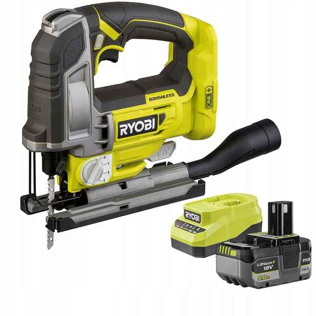 Ryobi Akumulátorová Přímočará Pila One+ 18V Bezkartáčová Led typ T Nabíječka 5Ah