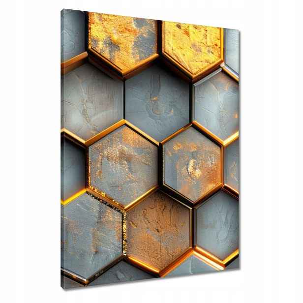 Obrazy 60x80 Zlaté hexagonální dlaždice
