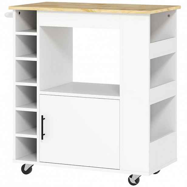OKWISH KUCHYŇSKÝ vozík 83/40/83 cm dub z překližky s pracovní deskou a úložnými policemi