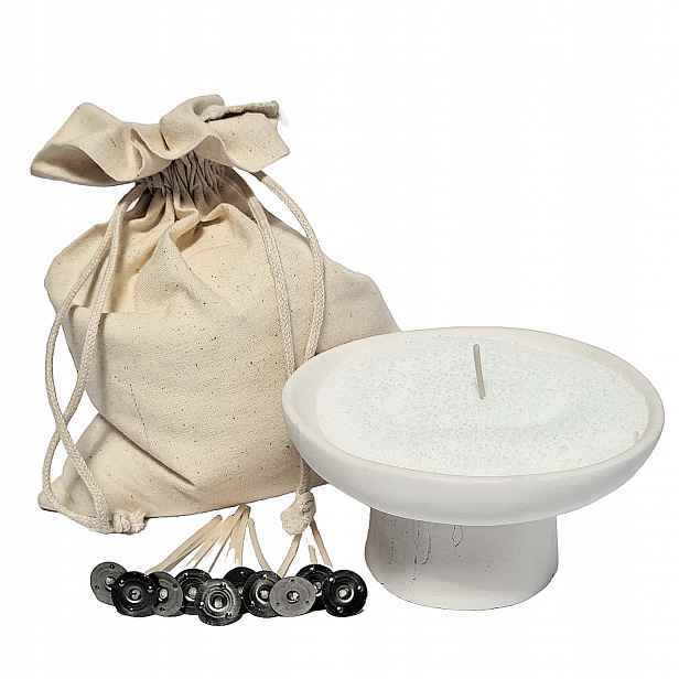 Prášková svíčka, vosk, perleťová barva 500 g, svícen 10 knotů