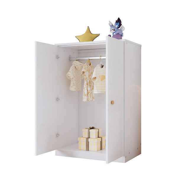 Redom ŠATNÍ skříň 80/50/120 cm se šatní tyčí a 2 dveřmi z MDF, Bílá