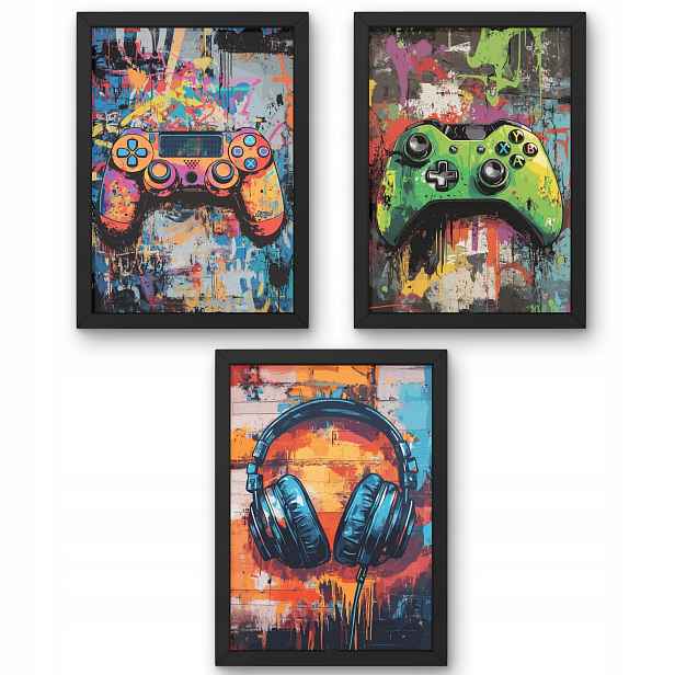 Sada tří herních plakátů pro hráče Graffiti 50 x 70 cm