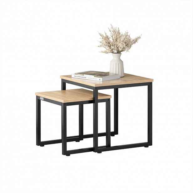 SoBuy SADA 2 KONFERENČNÍCH STOLKŮ 50x50x46cm Industriální