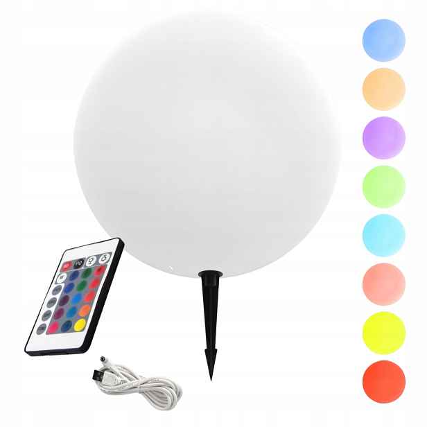 Solární lampa Led zahradní koule 30 cm s dálkovým ovládáním a barevným Rgb Lvt světlem