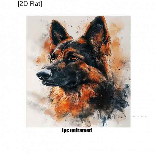 TEMU 2D plochý, 2D plochý, 2D 1ks Portrét vašeho mazlíčka na zakázku - Personalizované s vaší fotografií - Příkladem německý ovčák hnědý, černý,