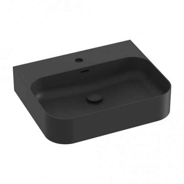 Umyvadlo Ravak Ceramic Slim 55,3x45,2 cm černá mat otvor pro baterii uprostřed XJX0D155005