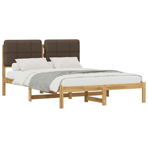 vidaXL Rám postele s čalouněným čelem Bělená a taupe 140 x 200 cm