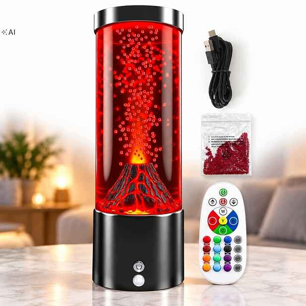 Noční Lampa pro dítě Sopka Láva na psací stůl do pokoje Tichý motor