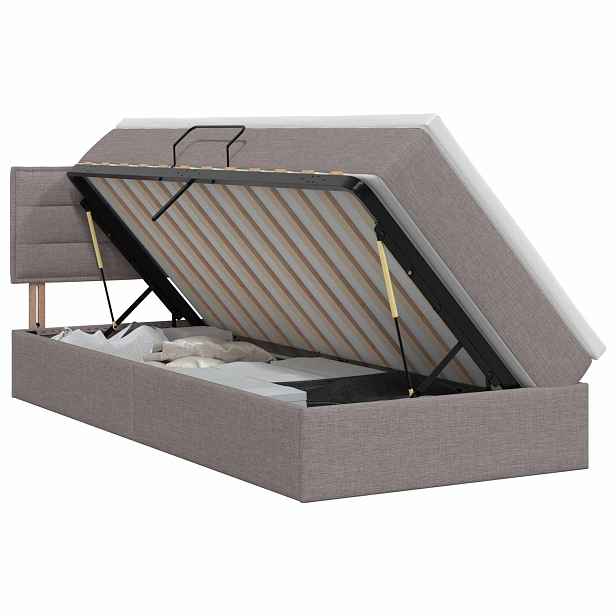 vidaXL Postel s úložným prostorem a matrací Taupe 90 x 200 cm Samet
