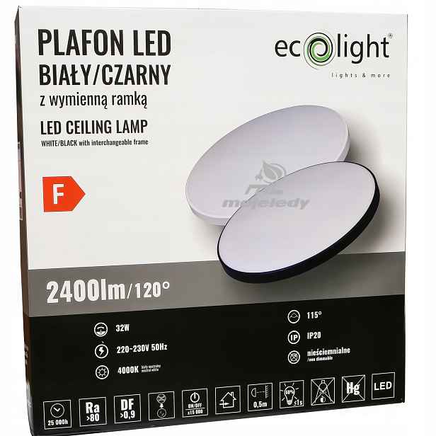 Stropní Svítidlo svítidlo Led svítidlo 32W 4000K IP20 2400lm na omítku fi 390 bílá černá