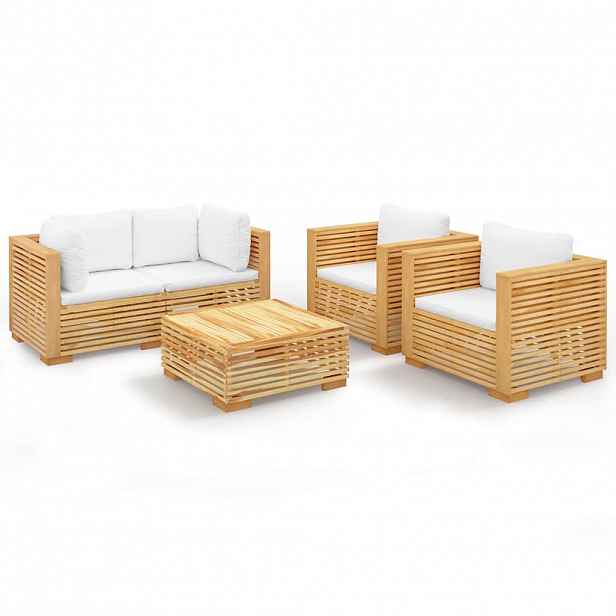 vidaXL 5dílná zahradní sedací souprava s poduškami masivní teak