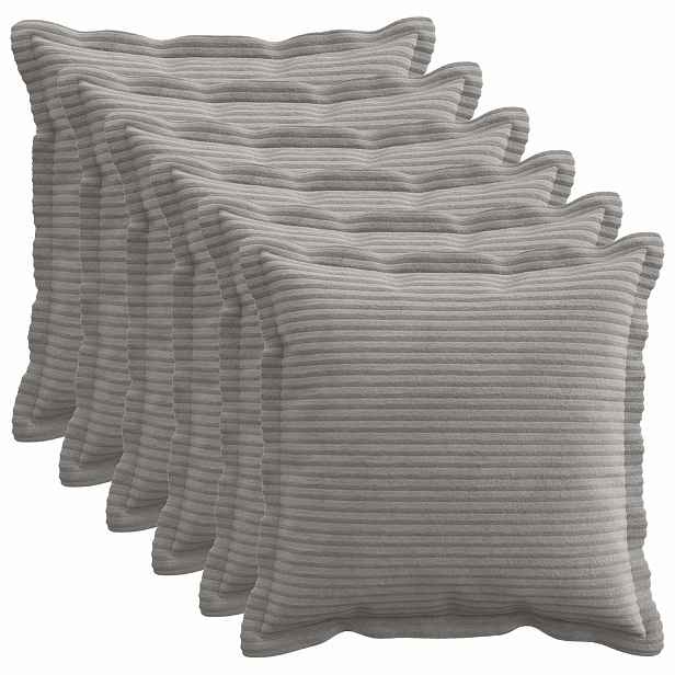 vidaXL Povlak na polštář 6 ks HOUTEN Světle šedá 50 x 50 cm manšestr