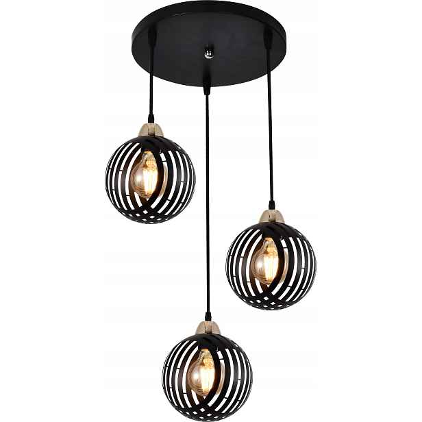 Závěsná Lampa 3xE27 Černo-zlatá Loft Moderní Vargo DL1434