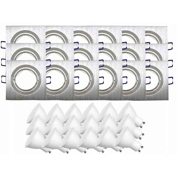 18x Hliníková Lampa Objímka Inox Ocel Kartáčovaná Led Žárovky 7W
