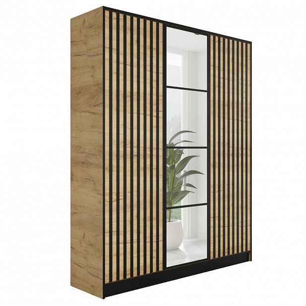 Kier Furniture ŠATNÍ SKŘÍŇ EDEN 3D v3 - 156,4x205x39 cm - Dub Craft