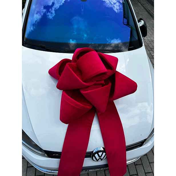 Mašle na auto dárková Velká červená Velur 80 cm odběr auta