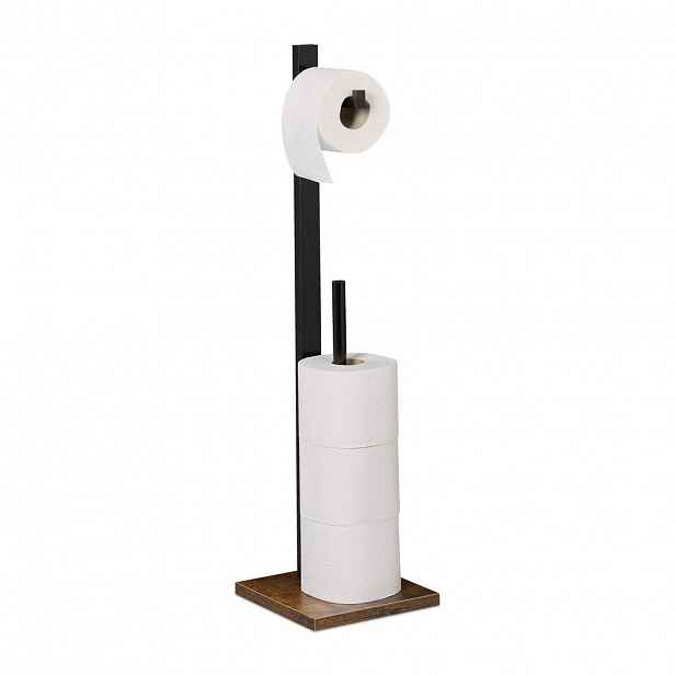 Relaxdays STOJAN Černý industriální bambus MDF pro 5 rolí 71 cm