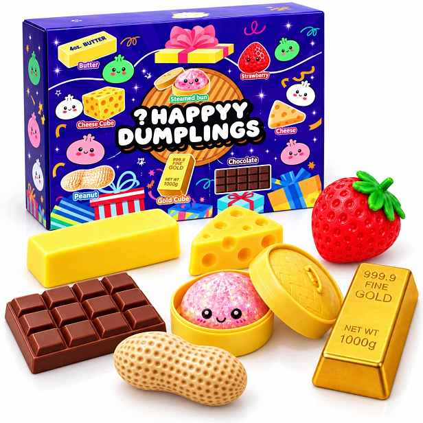 Sada Mačkací Hračky Squishy Sýr Čokoláda Banán 8 v 1 Adventní kalendář
