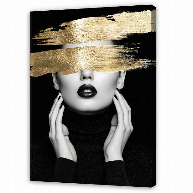 Zlatý Obraz Žena Tvář Glamour Do Předsíně Kanceláře Moderní 120x80