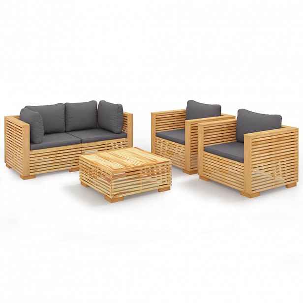 vidaXL 5dílná zahradní sedací souprava s poduškami masivní teak