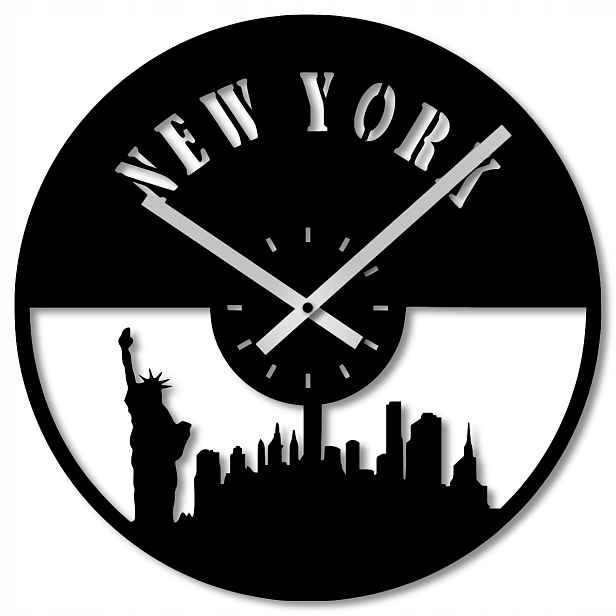 Nástěnné Hodiny 40 cm Nástěnné Hodiny Velké Dřevěné Hodiny Černé New York