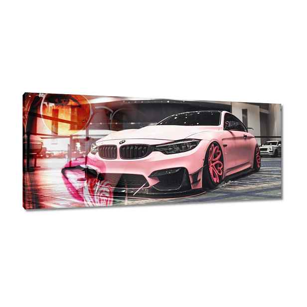 Obrazy 100x40 Růžové Bmw Auto Laski