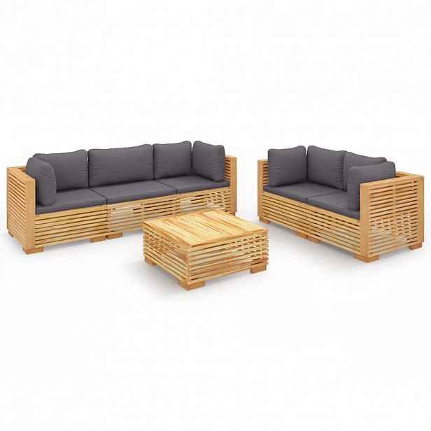 vidaXL 6dílná zahradní sedací souprava s poduškami masivní teak