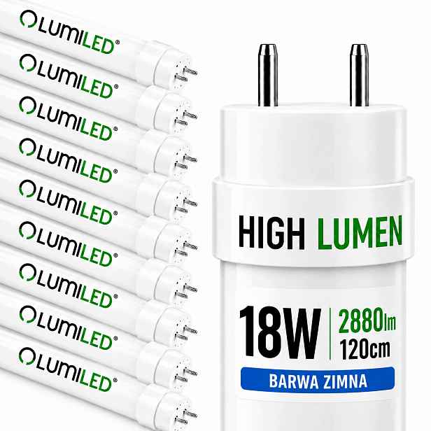10x Led žárovka G13 T8 120 cm 18W 2880lm 6500K pro hermetická svítidla