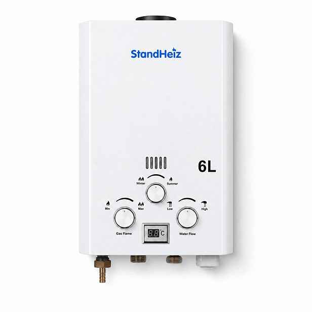 Ohřívač Vody Průtokový Plynový Bojler 12KW Kamna Lpg 6L StandHeiz
