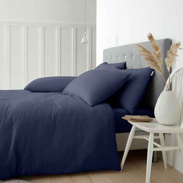 Tmavě modré flanelové povlečení na dvoulůžko/prodloužené 230x220 cm Brushed – Catherine Lansfield
