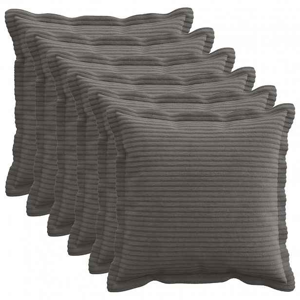 vidaXL Povlak na polštář 6 ks HOUTEN Tmavě šedá 50 x 50 cm manšestr