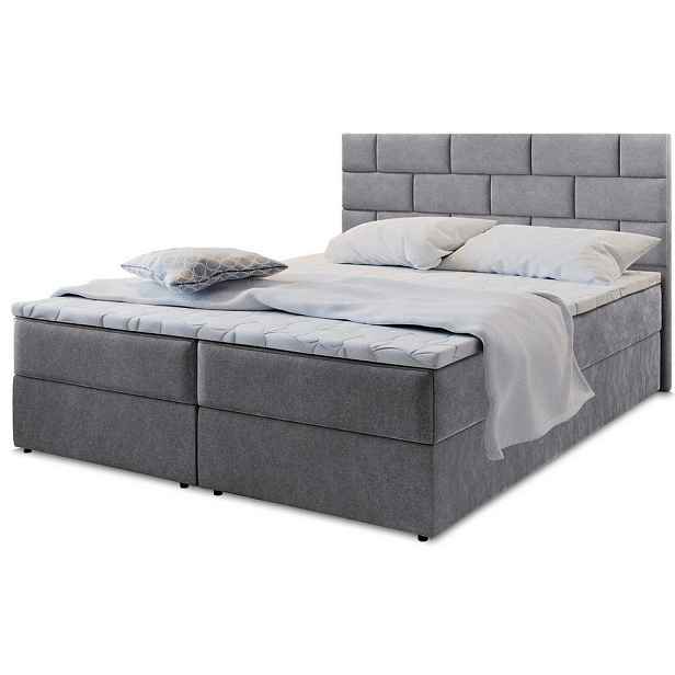 MASSENO AMERICKÁ POSTEL KERLO, 200x200 cm s matrací a úložným prostorem, H2+H3, šedá
