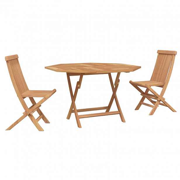 vidaXL Zahradní bistro set 3 ks Přírodní Pevné teakové dřevo