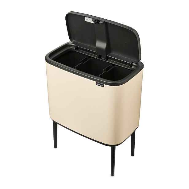 Béžový dotykový ocelový odpadkový koš na tříděný odpad 3x11 l Bo Touch Bin – Brabantia