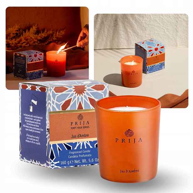 Prija Jus d'Ambre Luxusní vonná svíčka pro relaxaci 160g Dárek