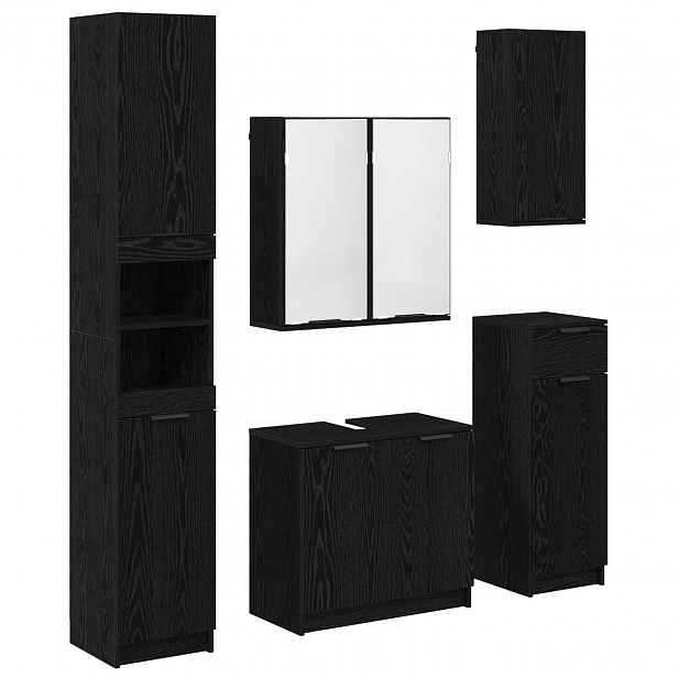 vidaXL Sada koupelnového nábytku 5 ks Černý dub 64,5 x 33,5 x 59 cm