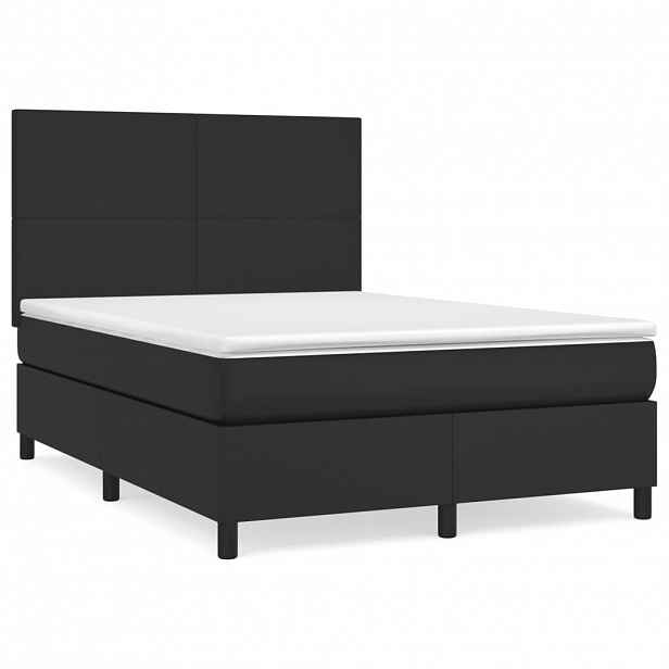 vidaXL Box spring postel s matrací černá 140x200 cm umělá kůže