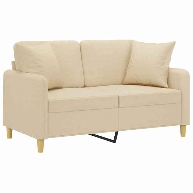 vidaXL 2místná pohovka s polštáři krémová 120 cm textil