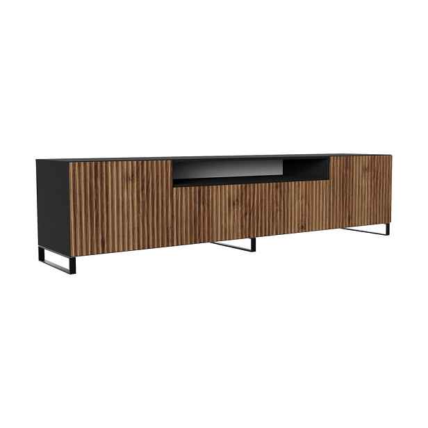 MASSENO STOJACÍ TV STOLEK VAREN, 200/41/40 cm, černý /, dekor dub