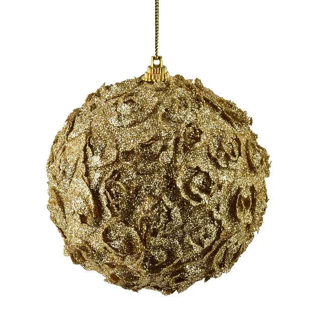 Mondex Vánoční baňka SANTA LILA Lace 10 cm světle zlatá