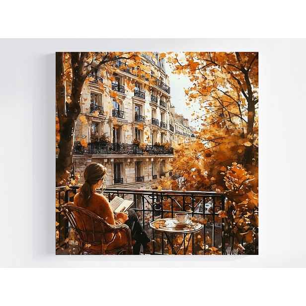 Obraz Na Plátně Canvas Podzim Paříž Město Balkon Terasa Káva Relax 50x50