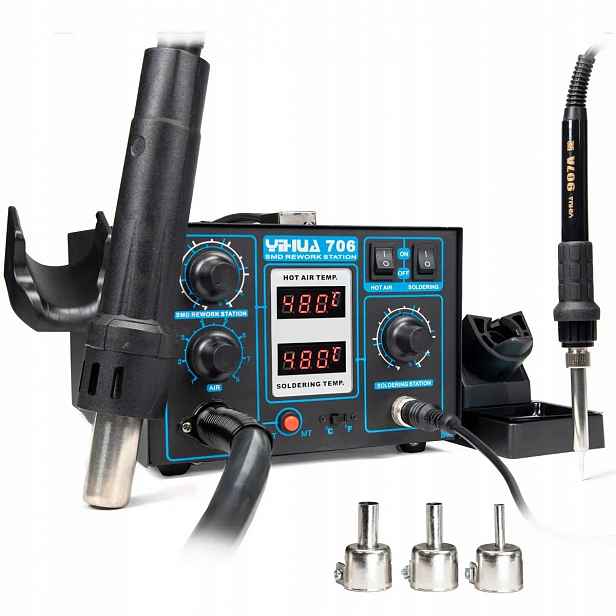 Pájecí stanice Yihua 706 2v1 hot air kolba 907A kompresor 700W 900M-T