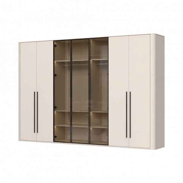 Skříň prosklená s osvětlením RONDO - P7R-3AL/RO - Cashmere lak mat
