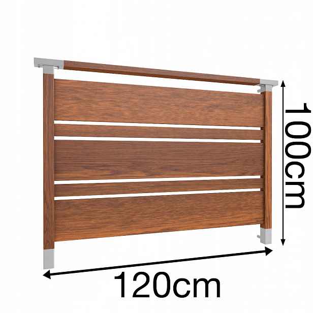 Solid MIX Francouzský balkon 120 cm Zábradlí Dřevo