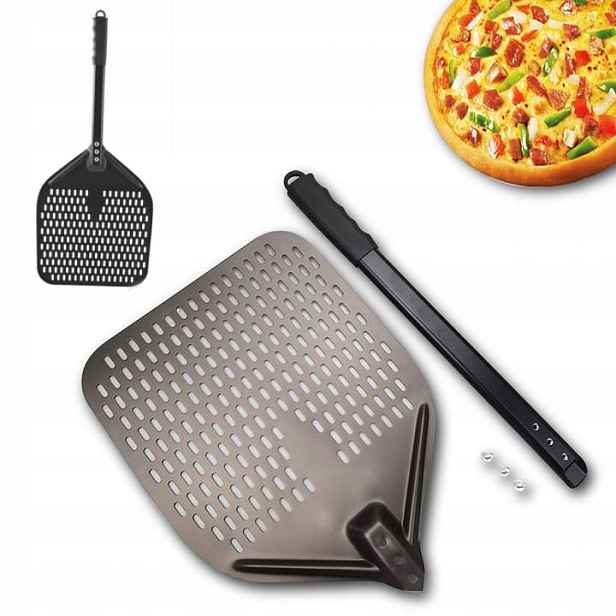 Špachtle Zásuvka Na Pizzu Čtvercová, Hliníková, Perforovaná, Šedá