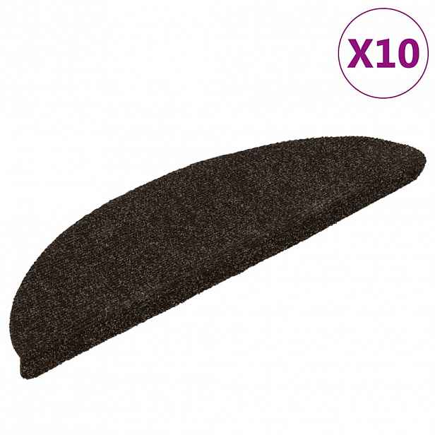 vidaXL Schodové rohože samolepicí 10 ks 56 x 17 x 3 cm tmavě hnědé půlkulaté